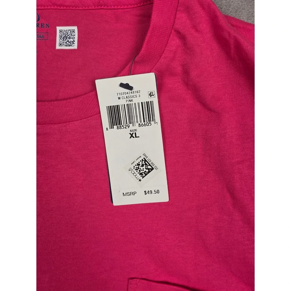 Polo Ralph Lauren T-Shirt Mens XL Pink Classic Fit Pocket Short Sleeve Tee